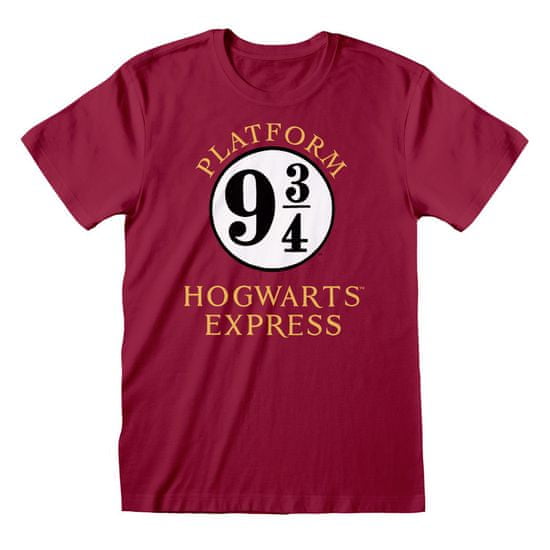 CurePink Pánské tričko Harry Potter: Hogwarts Express - vlak do Bradavic (S) červené bavlna