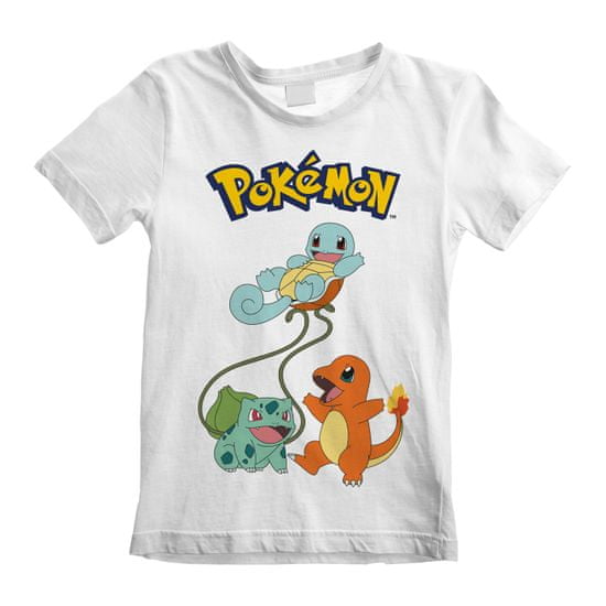 CurePink Dětské tričko Pokémon: Original Trio (5-6 let) bílá bavlna