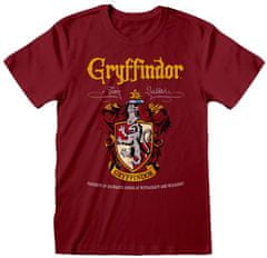 CurePink Pánské tričko Harry Potter: Gryffindor - Nebelvír znak (L) vínová bavlna