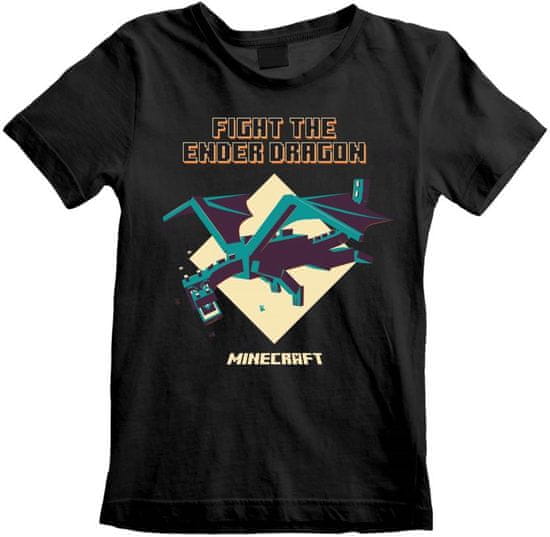 CurePink Dětské tričko Minecraft: Ender Dragon (5-6 let) černá bavlna