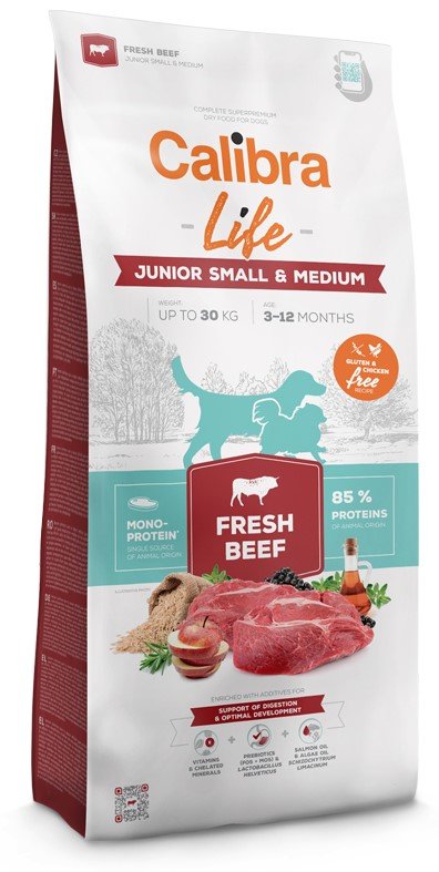 Levně Calibra Dog Life Junior Small & Medium Fresh Beef 12 kg