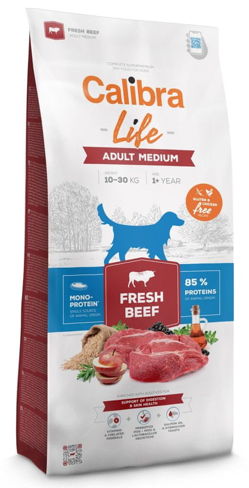 Levně Calibra Dog Life Adult Medium Fresh Beef 12 kg