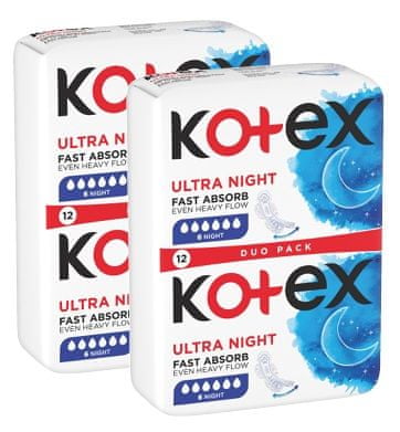 Levně Kotex Ultra Night 2 x 12 ks