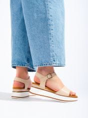 Vinceza Luxusní dámské hnědé sandály na klínku + Ponožky Gatta Calzino Strech, odstíny hnědé a béžové, 36