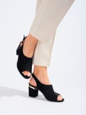 Vinceza Praktické sandály černé dámské na širokém podpatku + Ponožky Gatta Calzino Strech, černé, 36