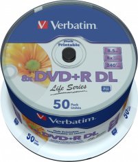Verbatim DVD+R DL AZO 8,5GB/ 8x/ printable/ inverse stack/ 50pack/ spindle