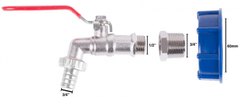 ProRain Sada ventil 1/2" + redukce 60 mm + výpusť 3/4", na IBC nádrž