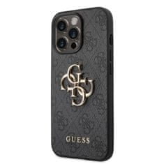 Guess  PU 4G Metal Logo Zadní Kryt pro iPhone 14 Pro Max Grey