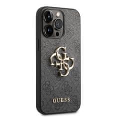 Guess  PU 4G Metal Logo Zadní Kryt pro iPhone 14 Pro Max Grey
