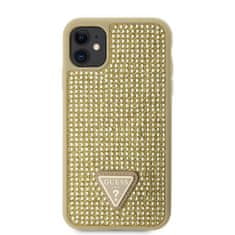 Guess Zadní kryt Rhinestones Triangle Metal Logo na iPhone 11 zlatý