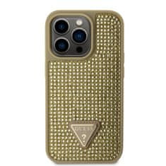 Guess Zadní kryt Rhinestones Triangle Metal Logo na iPhone 14 Pro zlatý