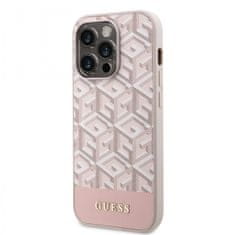 Guess Zadní kryt PU G Cube MagSafe Kompatibilní na iPhone 13 Pro růžový