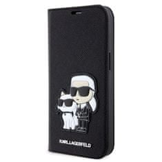 Karl Lagerfeld Knížkové pouzdro PU Saffiano Karl and Choupette NFT na iPhone 13 černé