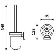 NIMCO WC štětka v keramické nádobě, nástěnný držák a rukojeť broušená nerez, i bez vrtání NIMCO UNIX nerez UNM 13094KU-10