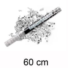 PartyDeco Vystřelovací konfety 60cm - metal stříbrná ( 1ks )