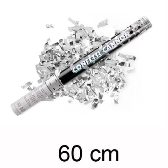 PartyDeco Vystřelovací konfety 40cm - metal stříbrná ( 1ks )