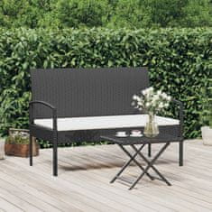 Vidaxl Zahradní lavice s poduškou černá 105 cm polyratan