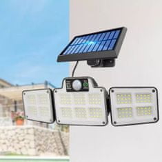 HJ Solární LED světlo s čidlem pohybu, dálkovým ovládáním a třemireflektory