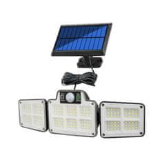 HJ Solární LED světlo s čidlem pohybu, dálkovým ovládáním a třemireflektory