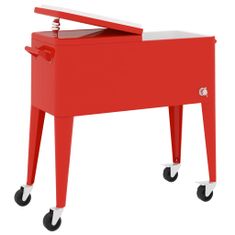 Greatstore Chladicí vozík na kolečkách červený 92 x 43 x 89 cm