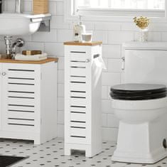 SoBuy SoBuy BZR85-W Stojící držák toaletního papíru Úložný prostor na toaletní papír Koupelnová skříňka Boční skříňka Koupelnový nábytek Bílá-příroda 20x75x18cm