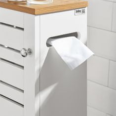 SoBuy SoBuy BZR85-W Stojící držák toaletního papíru Úložný prostor na toaletní papír Koupelnová skříňka Boční skříňka Koupelnový nábytek Bílá-příroda 20x75x18cm