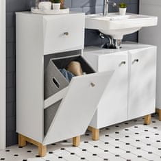 SoBuy SoBuy BZR93-W Prádelní skříň Koš na prádlo Koupelnová skříňka Koupelnový nábytek Bílá 34x90x30cm