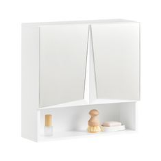 SoBuy SoBuy BZR94-W Zrcadlová skříňka Závěsná skříňka Nástěnná skříňka Koupelnová skříňka Koupelnový nábytek Bílá 48x48x17cm