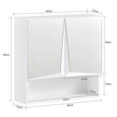 SoBuy SoBuy BZR94-W Zrcadlová skříňka Závěsná skříňka Nástěnná skříňka Koupelnová skříňka Koupelnový nábytek Bílá 48x48x17cm