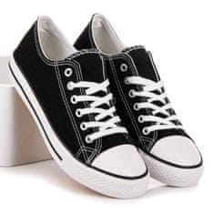 Amiatex Pohodlné černé textilní tenisky + Ponožky Gatta Calzino Strech, černé, 40