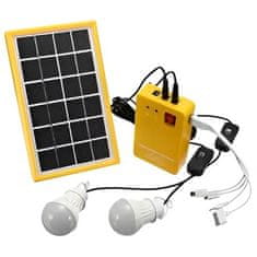 Pronett XJ4191 Solární přenosné osvětlení 2 x LED žárovka + solární panel 6V, 3W, 3.7 V