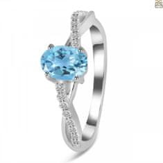 Klenoty Amber Luxusní stříbrný prsten topaz Sky Velikost: 52