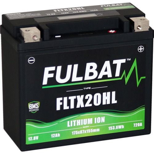 Fulbat lithiová baterie LiFePO4 YTX20HL-BS FULBAT 12V, 12Ah, 720A, 1,12 kg, 175x87x155mm nahrazuje typy:(YB16CL-B,YTX20HL-BS,YTX20L-BS)