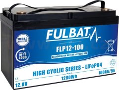 Fulbat lithiová baterie LiFePO4 FLP12-100 FULBAT 12,8V, 100Ah, 1280Wh, hmotnost 12,55 kg, 326x173x212