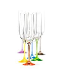 Crystalex Rainbow - sada obsahuje 6 různě barevných sklenic na šampaňské.