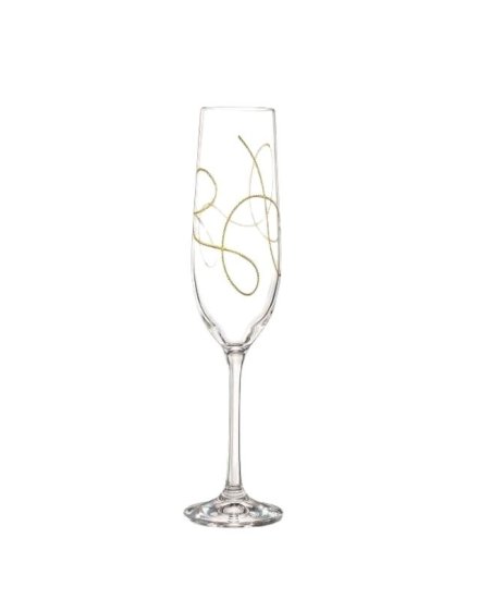Crystalex Bohemia Crystal Sklenice na šampaňské String 190ml - zlatá (set po 2ks)
