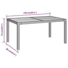 Vidaxl Zahradní stůl 150 x 90 x 75 cm polyratan a akáciové dřevo šedý