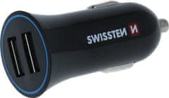 SWISSTEN cl adaptér 2,4a power 2x usb + kabel micro usb