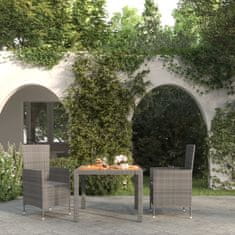 shumee 3dílný zahradní jídelní set s poduškami polyratan šedý