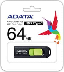 Adata UC300/64GB/USB 3.2/USB-C/Černá
