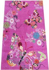 4sleep Dětský kusový koberec Motýl růžový Růžová 60/60/110 160x220 1cm až 1,9cm Zvířatka