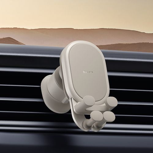držák do auta Baseus Stable Pro s bezdrátovým nabíjením 15W krémově bílá SUWX030002 bezdrátové nabíjení ventilační mřížka ventilace telefon 5,4 6,7 palců kompatibilní