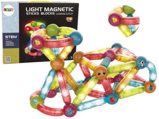 shumee Světelné vzdělávací magnetické cihly sada 76 prvků