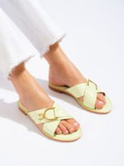 Amiatex Trendy zelené nazouváky dámské bez podpatku + Ponožky Gatta Calzino Strech, odstíny zelené, 36