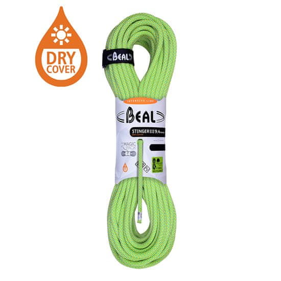 Beal Horolezecké lano Beal Stinger III 9,4mm UNICORE DRY COVER anis|60m