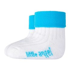 Little Angel Ponožky froté Outlast bílá/tyrkys 15-19 | 10-13 cm