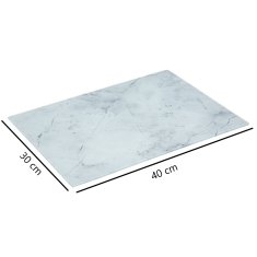 5five Kuchyňské prkénko s mramorovým vzorem, skleněné, bílé, 30 x 40 cm