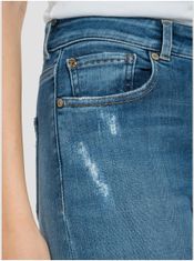 Modré dámské zkrácené slim fit džíny s potrhaným efektem Replay 25/32
