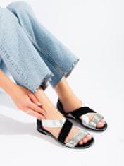Amiatex Designové dámské černé sandály bez podpatku, černé, 36