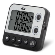 ADE Kuchyňský elektronický časovač ADE, 2 měření, až 99 hodin, 9×2×8 cm, černá